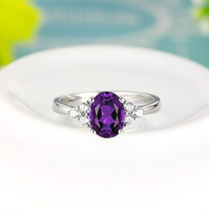 Fashion Jewelry Women's Gemstone Ring CZ Simulated Diamond Proposal Ring Engagement Wedding Rings (Purple, One Size)