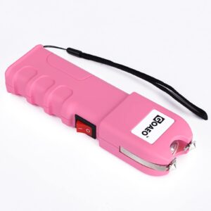 goaeo stun gun - 59 billion heavy duty rechargeable with led flashlight, includes wrist strap and belt holster, pink