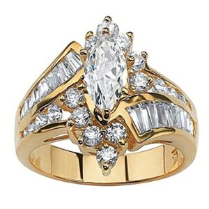 women simulated diamond wedding ring bling cz engagement rings anniversary elegant jewelry (gold, 6)