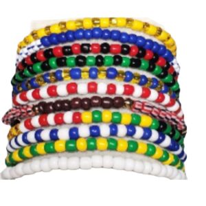 11 pcs Ilde Pulseras Santeria Handmade Unisex Stretch Bracelet Set Iyawo Babablawo Orula Shango Obatala Eleggua Ogun Ochosi Oshun Yemaya Oya San Lazaro Seven African Powers