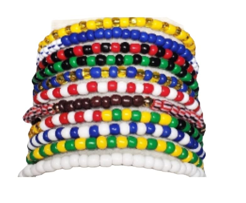 11 pcs Ilde Pulseras Santeria Handmade Unisex Stretch Bracelet Set Iyawo Babablawo Orula Shango Obatala Eleggua Ogun Ochosi Oshun Yemaya Oya San Lazaro Seven African Powers