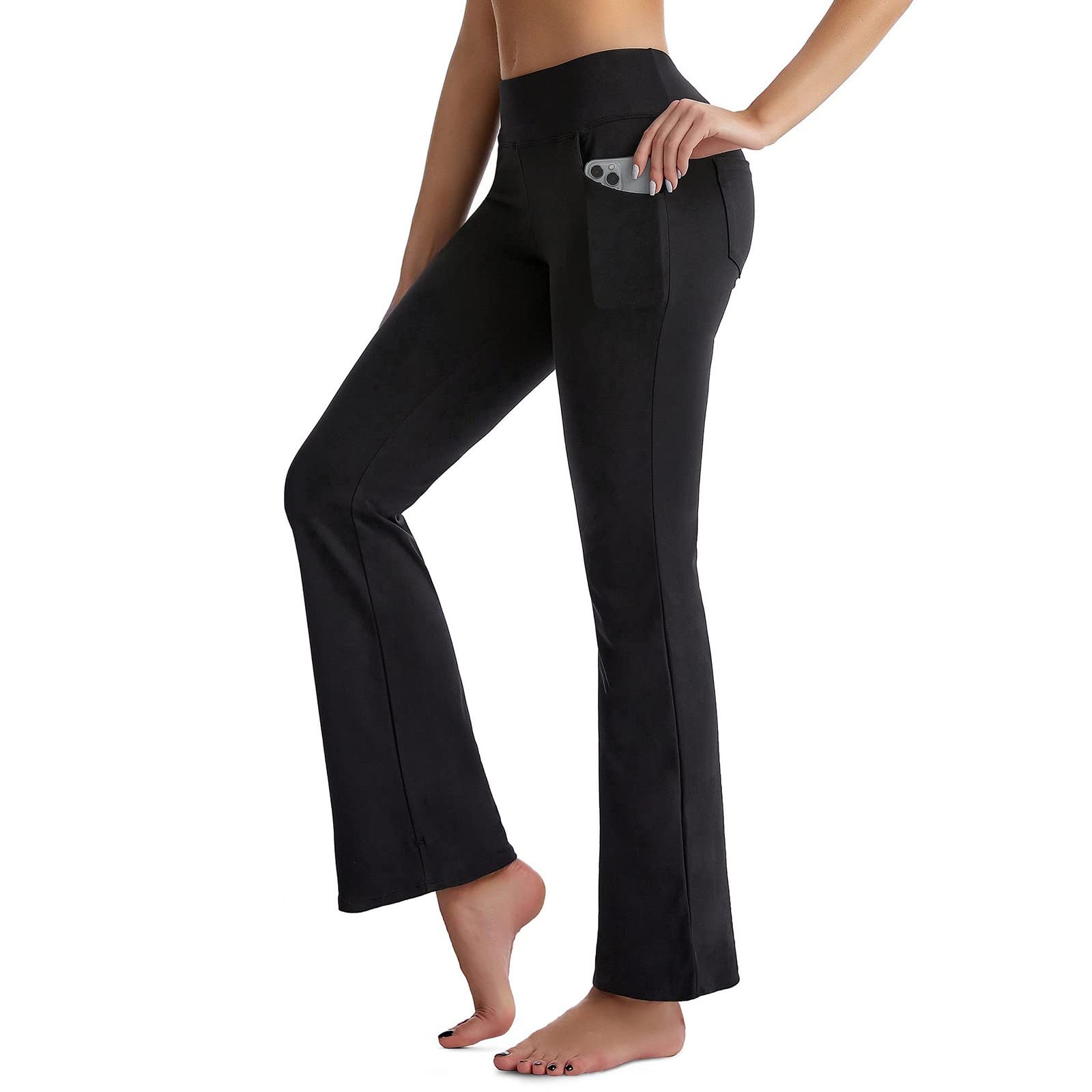 Workout Leggings Sports Wide Pants Flared Pilates Fitness Waist Straight for Yoga Flare High Yoga Leg (Black, S)