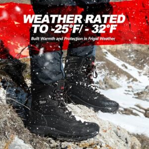 R CORD Mens Winter Boots Waterproof Insulated Snow Boots for Men Winter Boots for Men Insulated Winter Hiking Boots High Traction Black Size 8.5