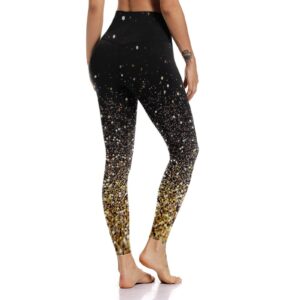 Running Pants Women's Workout Leggings Yoga Sports Athletic Fitness Yoga Knee Length Yoga Pants for Women Gold