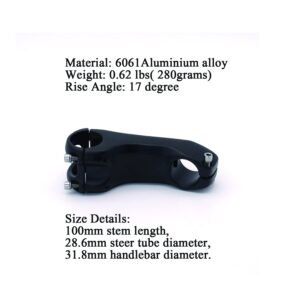 SUNHIRA Bike Stem 28.6 * 31.8mm 80mm 100mm Aluminum Alloy MTB Stem Mountain Bike Handlebar Stem for Road Bike, MTB, BMX, Cycling (28.6 * 31.8mm 100mm-17°)