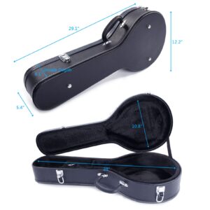 Ktaxon A-Style Mandolin Hard Case, Deluxe Leather Hard-Shell Carrying Case, Wooden Protective Case with Plush Interior