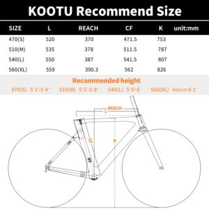 KOOTU Carbon Road Bike,700C Wheels Commuter Bicycle for Men and Women,Racing Bicycle with Shimano 105 R7000 22S Speeds Groupset Ultra-Light Bicycle