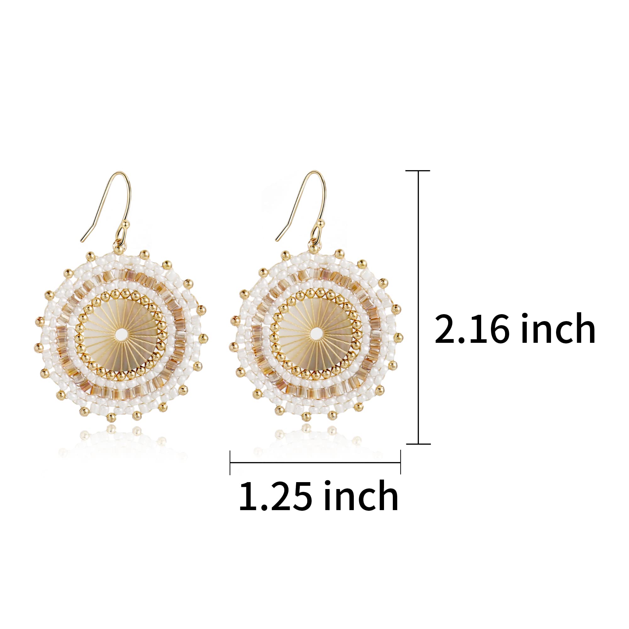 White Beaded Earrings For Women Summer Beach Statement Boho Glass Bead Earrings Bohemia Hoop Dangle Earring For Women