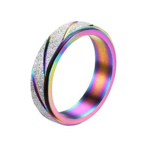 women titanium steel ring simple wedding band engagement rings anniversary jewelry size 6-10 (a, 6), rose gold,white,purple