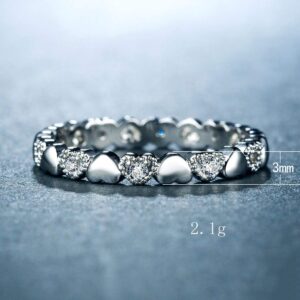 Fashion Jewelry Women Love Heart Shaped CZ Ring Zircon Engagement Wedding Promise Rings Stacking Rings (Silver, 8)