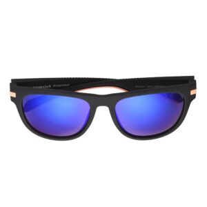 Panama Jack Men's Polarized Blue-Purple Mirror Square Sunglasses, Black, 54