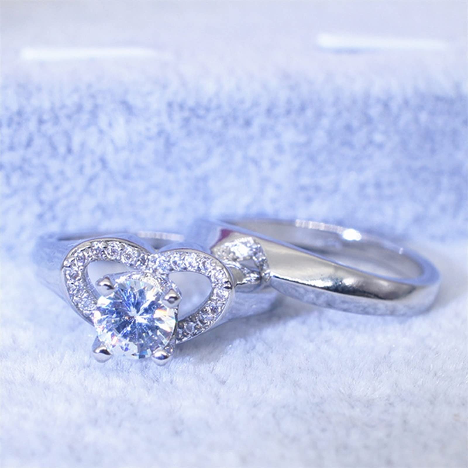 2-in-1 Simulated Diamond Ring for Women Zirconia Proposal Ring CZ Engagement Wedding Band (as Show, XXL)