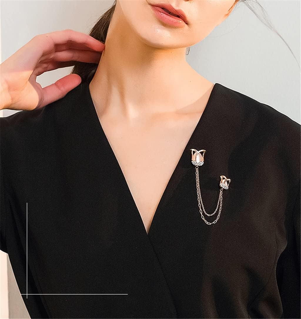 MJWDP Shirt Collar Pin Neck Brooch Chain Corsage Decoration Women's Button Pin Sweater Accessories Pin Accessories