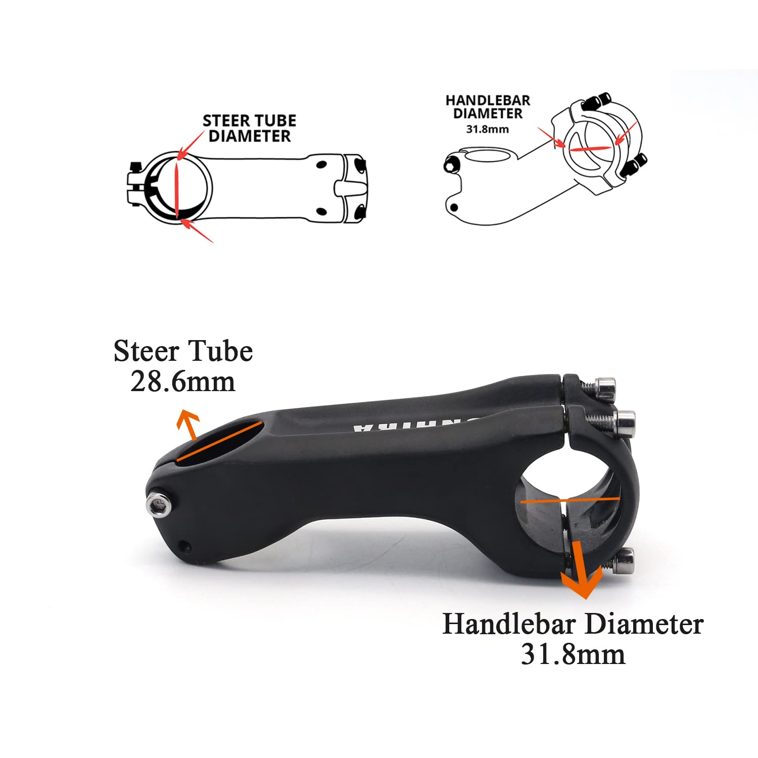 SUNHIRA Bike Stem 28.6 * 31.8mm 80mm 100mm Aluminum Alloy MTB Stem Mountain Bike Handlebar Stem for Road Bike, MTB, BMX, Cycling (28.6 * 31.8mm 100mm-17°)