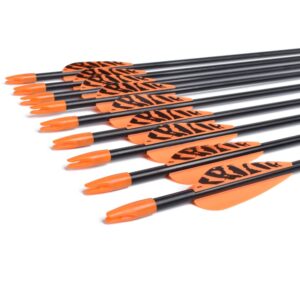 6875 Fiberglass Arrows Archery 24 Inch Target Shooting Safetyglass Recurve Bows Suitable for Youth Children Woman Beginner 12pcs/Pack (tigerspot Orange Vanes)