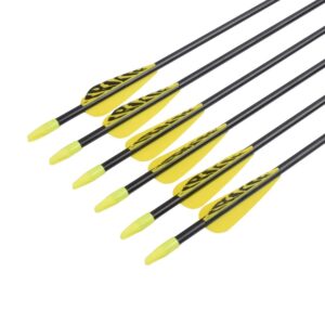 6875 Fiberglass Arrows Archery 26 Inch Target Shooting Safetyglass Recurve Bows Suitable for Youth Children Woman Beginner 6pcs/Pack (tigerspot Yellow Vanes)