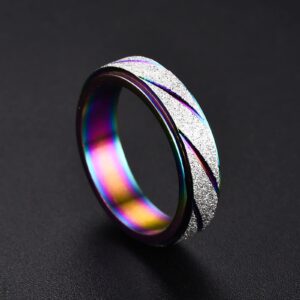 Women Titanium Steel Ring Simple Wedding Band Engagement Rings Anniversary Jewelry Size 6-10 (A, 6), Rose Gold,White,Purple