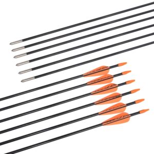 6875 Fiberglass Arrows Archery 24 Inch Target Shooting Safetyglass Recurve Bows Suitable for Youth Children Woman Beginner 12pcs/Pack (tigerspot Orange Vanes)