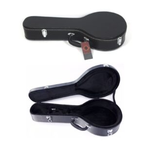 Ktaxon A-Style Mandolin Hard Case, Deluxe Leather Hard-Shell Carrying Case, Wooden Protective Case with Plush Interior