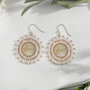 White Beaded Earrings For Women Summer Beach Statement Boho Glass Bead Earrings Bohemia Hoop Dangle Earring For Women