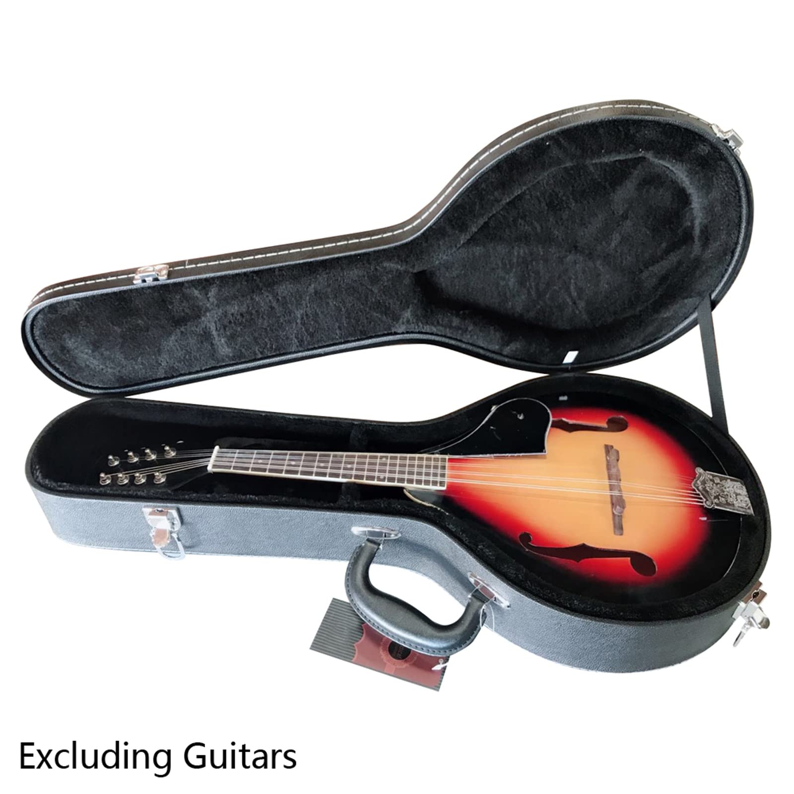 Ktaxon A-Style Mandolin Hard Case, Deluxe Leather Hard-Shell Carrying Case, Wooden Protective Case with Plush Interior