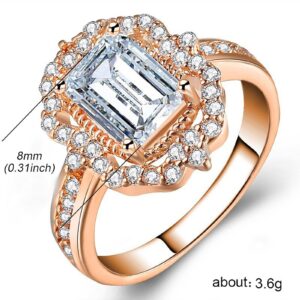 Women's Bling Simulated Diamond Ring Engagement Wedding Ring Fashion Zircon Statement Band Vintage Rings (Rose Gold, 8)