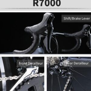 KOOTU Carbon Road Bike,700C Wheels Commuter Bicycle for Men and Women,Racing Bicycle with Shimano 105 R7000 22S Speeds Groupset Ultra-Light Bicycle