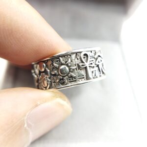 Silver Plated Egyptian Gods Totem Ring Anubis Pharaoh Adjustable Opening Ring Retro Style