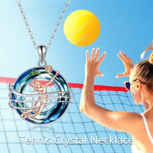 CRMAD Volleyball Gifts Necklace for Players Sterling Silver Crystal Sport Inspirational Volleyball Jewelry for Women (crystal)