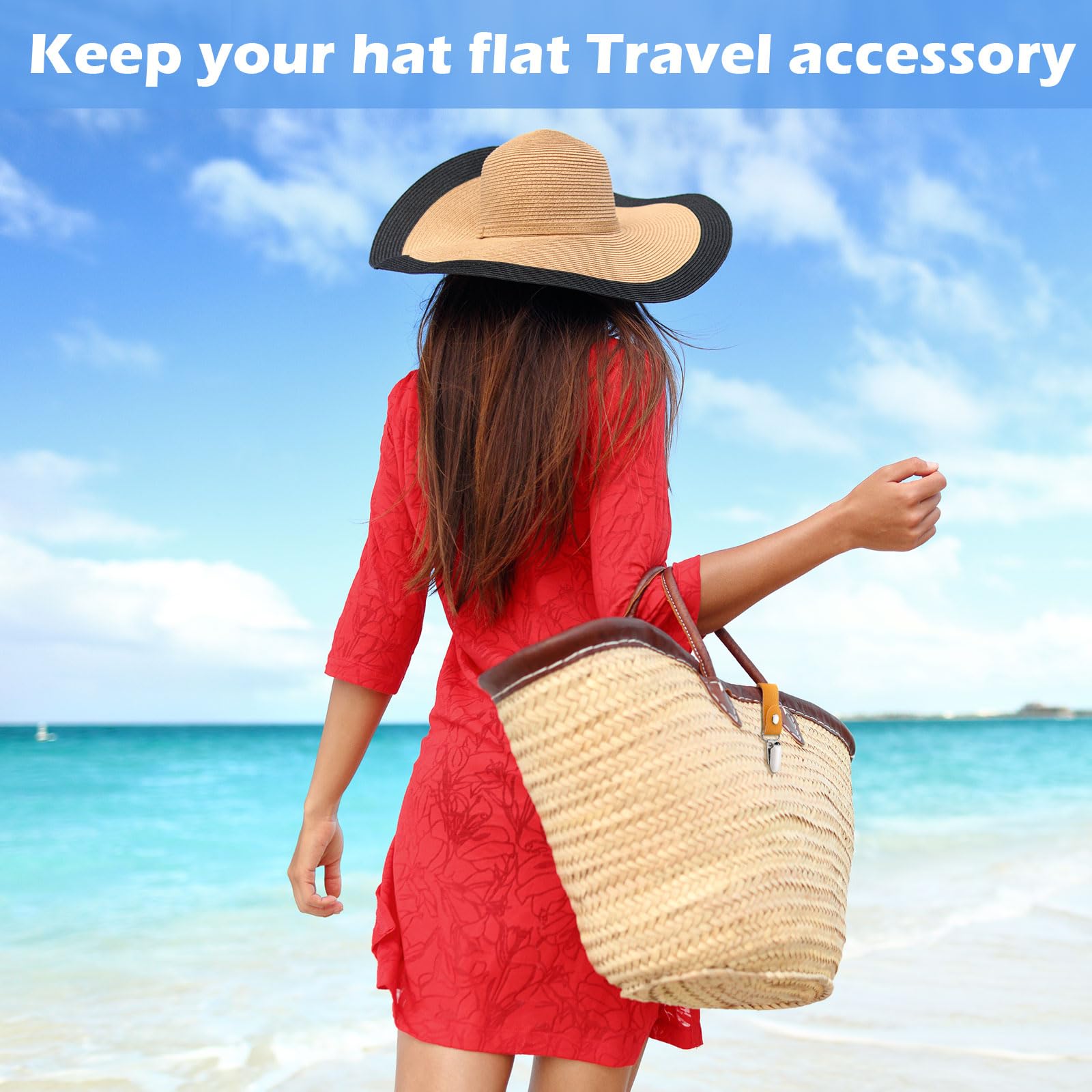 BBTO 6 Pcs Hat Clip for Summer Travel on Bag Luggage PU Leather Hat for Travel Hat Womens Sun Hat, Beach Hat Clip (Delicate)