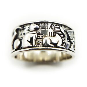 Silver Plated Egyptian Gods Totem Ring Anubis Pharaoh Adjustable Opening Ring Retro Style