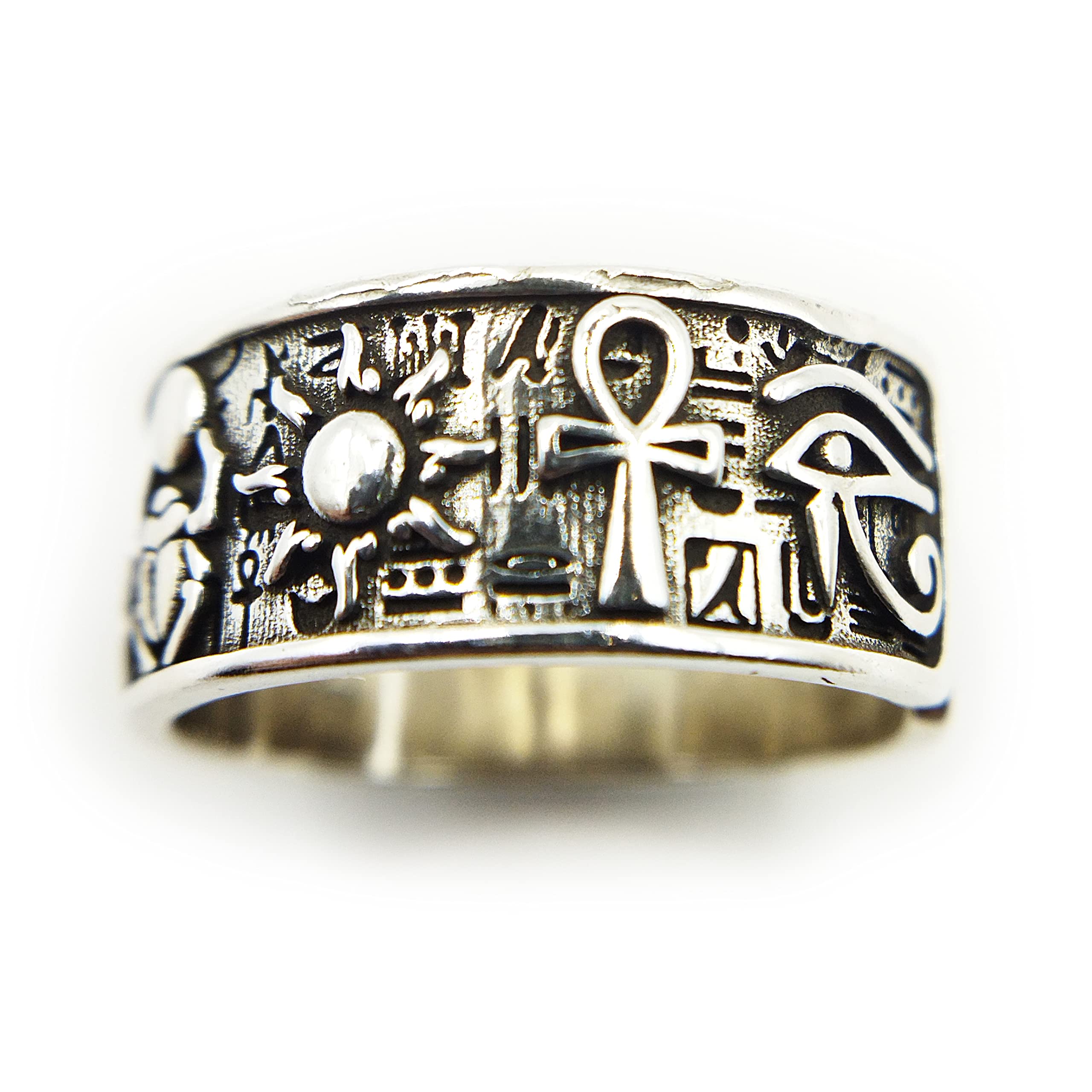 Silver Plated Egyptian Gods Totem Ring Anubis Pharaoh Adjustable Opening Ring Retro Style