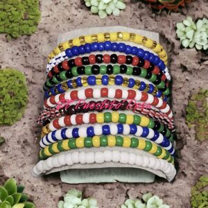 11 pcs Ilde Pulseras Santeria Handmade Unisex Stretch Bracelet Set Iyawo Babablawo Orula Shango Obatala Eleggua Ogun Ochosi Oshun Yemaya Oya San Lazaro Seven African Powers