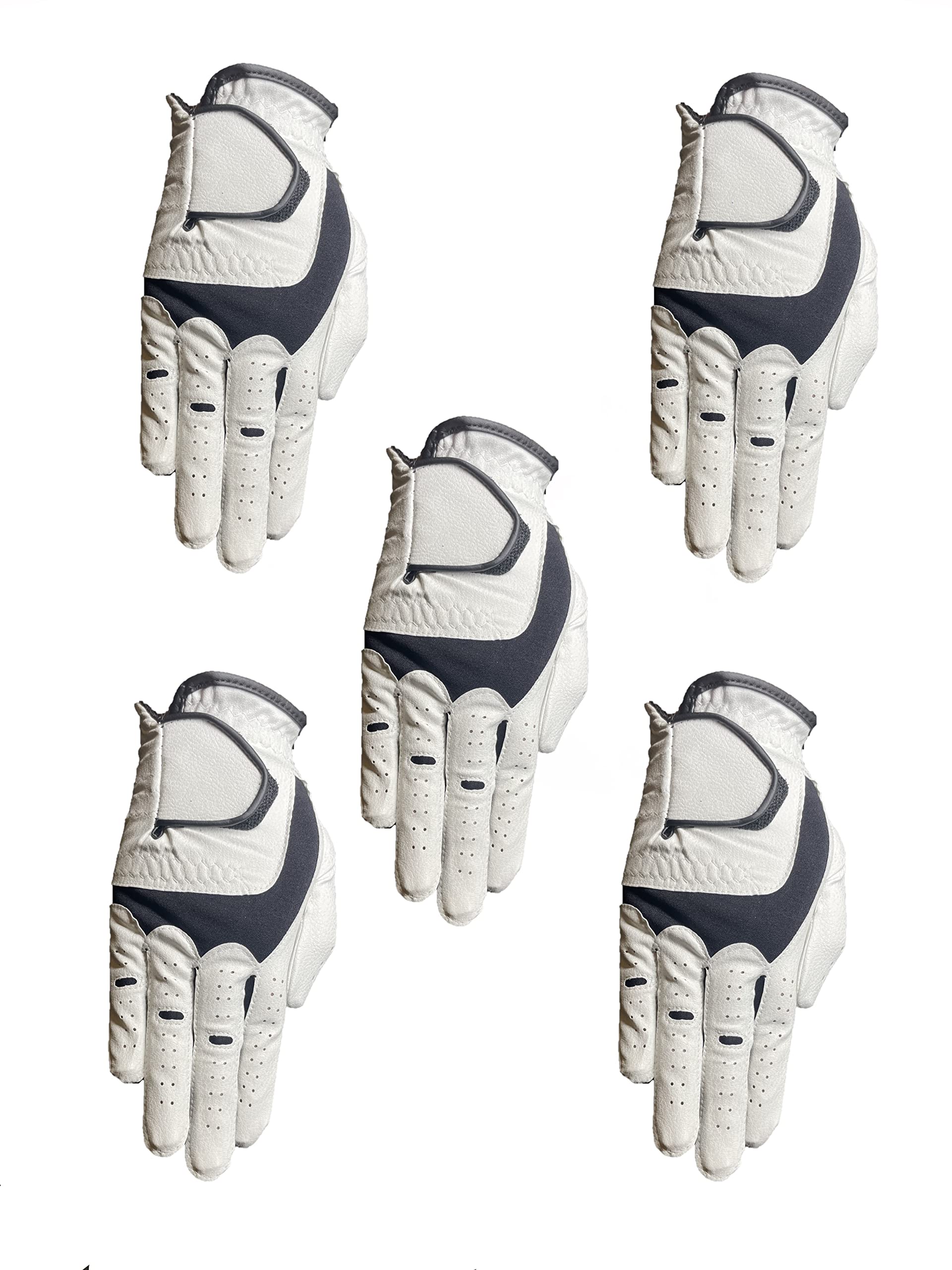 5 - All Weather Synthetic Golf Gloves (Left Hand for Right Hand Golfer) (M/L)