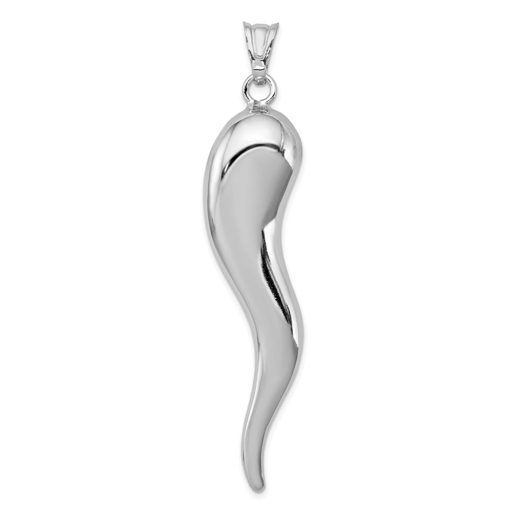 Auriga Fine Jewelry Sterling Silver Rhodium-plated Italian Horn Pendant Gift for Women