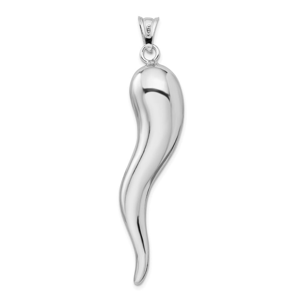 Auriga Fine Jewelry Sterling Silver Rhodium-plated Italian Horn Pendant Gift for Women