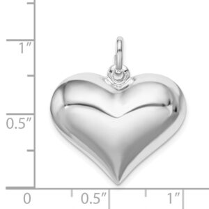 Auriga Fine Jewelry Sterling Silver Rhodium-plated Puffed Heart Pendant Gift for Women