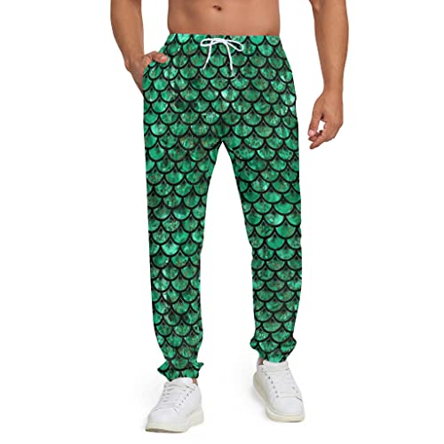 INZVKJLU Halloween Green Scales Mens Sweatpants 3D Print Jogger Pants Casual Sportswear