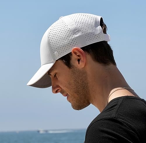 ANKOR Ultra Performance Water-Resistant UPF 50 Baseball Hat | Golf | Boat | Beach | Lake | Workout | Everyday | Men and Women (White)