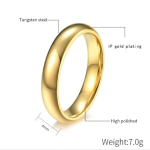 ANAZOZ Engravable Tungsten Rings, 6MM & 4MM Polished Gold Matching Rings for Your Best Friend, Women Size 9 + Men Size 10