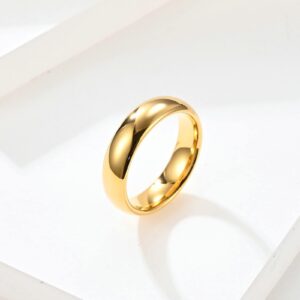 ANAZOZ Engravable Tungsten Rings, 6MM & 4MM Polished Gold Matching Rings for Your Best Friend, Women Size 9 + Men Size 10