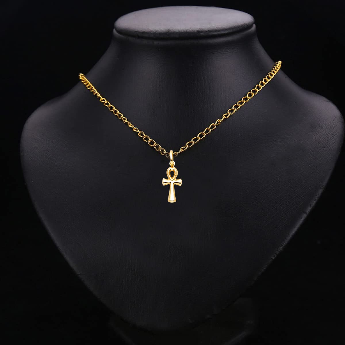 TGDJ 14KY Ankh Cross Religious Pendant | 14K Yellow Gold Christian Jewelry Jesus Pendant Locket For Women Men | 21 mm x 10 mm Gold Chain Pendants | Weight 0.5 grams