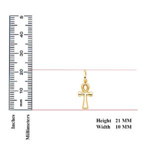 TGDJ 14KY Ankh Cross Religious Pendant | 14K Yellow Gold Christian Jewelry Jesus Pendant Locket For Women Men | 21 mm x 10 mm Gold Chain Pendants | Weight 0.5 grams