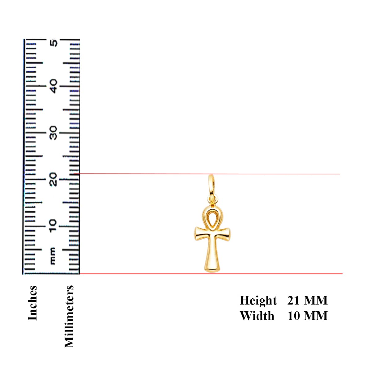 TGDJ 14KY Ankh Cross Religious Pendant | 14K Yellow Gold Christian Jewelry Jesus Pendant Locket For Women Men | 21 mm x 10 mm Gold Chain Pendants | Weight 0.5 grams