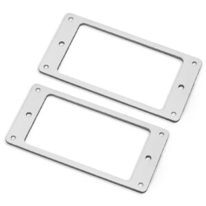 MAXCHEER 2PCS Metal Iron Flat Humbucker Pickup Ring for Electric Guitar Replacement (Chrome)