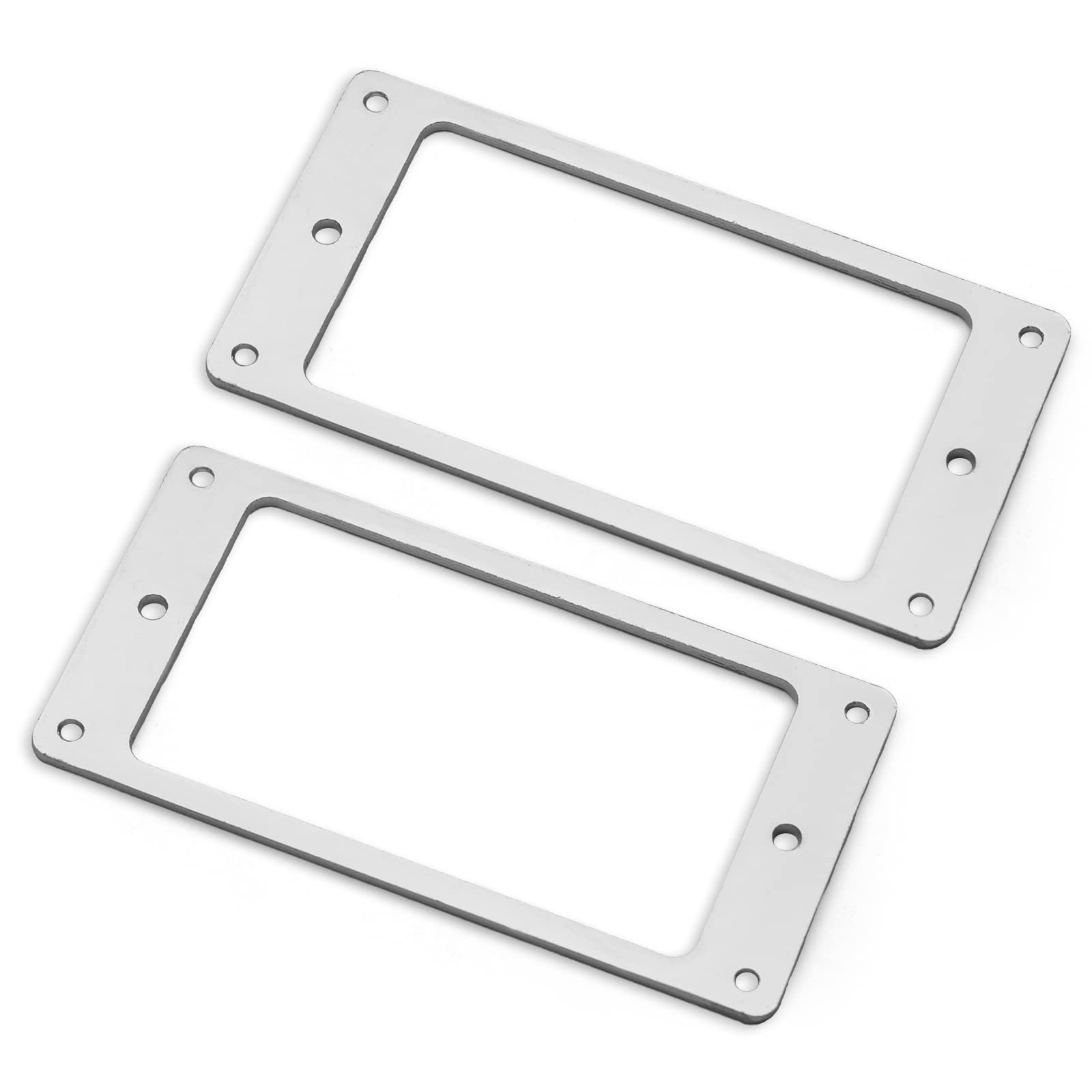 MAXCHEER 2PCS Metal Iron Flat Humbucker Pickup Ring for Electric Guitar Replacement (Chrome)