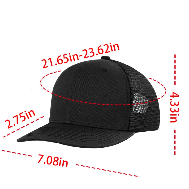 Custom Trucker Hat with Your Text Embroidered Mesh Snapback Cap Polyester Baseball Cap Black