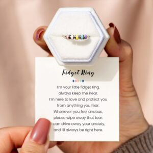 STORYJEWELLERY Fidget Rings for Women, Anxiety Ring for Women, Silver Enamel Fidget Rings, Fidget Rings for Anxiety for Women, Gifts for Women (all Silver Mac 06)