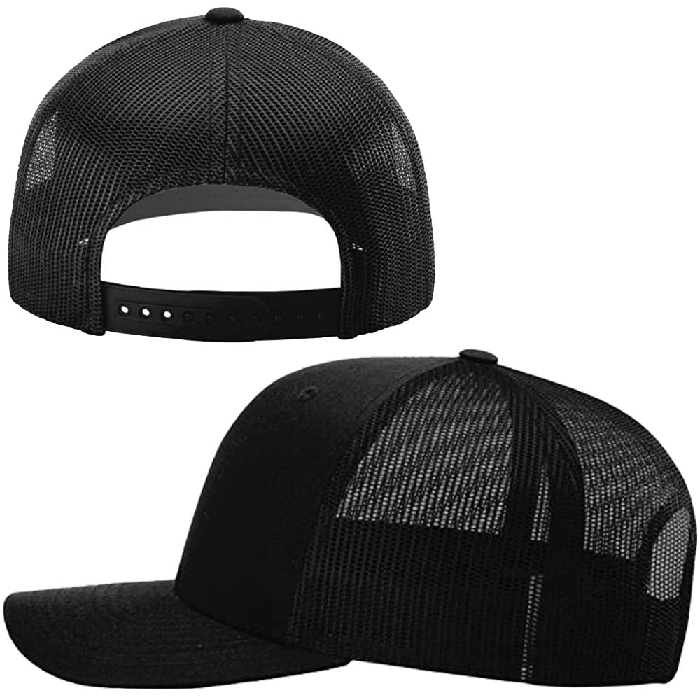 Custom Trucker Hat with Your Text Embroidered Mesh Snapback Cap Polyester Baseball Cap Black