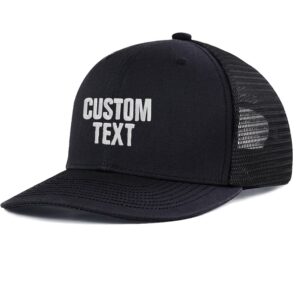 Custom Trucker Hat with Your Text Embroidered Mesh Snapback Cap Polyester Baseball Cap Black